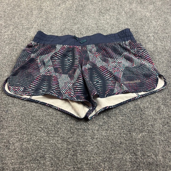 Patagonia Pants - PATAGONIA Womens Nine Trails Running Shorts Navy Blue Geometric Pattern - Medium